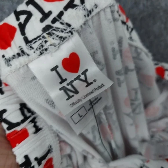 I Love NY Men Pajama Pants L Drawstring Graphic All Over‎ Logo Nostalgic - Picture 9 of 10